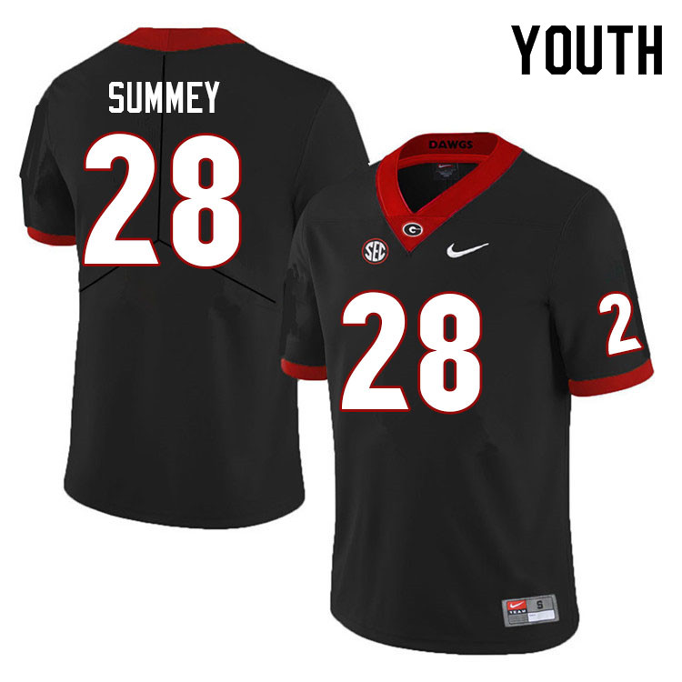 Youth #28 Anthony Summey Georgia Bulldogs College Football Jerseys Sale-Black